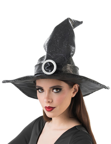Fekete texturált műbőr boszorkány kalap