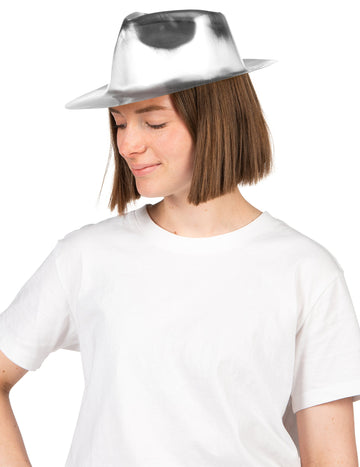 Fényes ezüst gengszterkalap