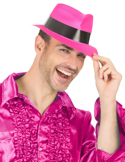 Fluo felnőtt rózsaszín gengszter kalap