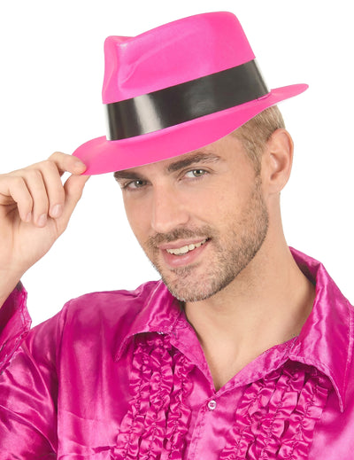 Fluo felnőtt rózsaszín gengszter kalap