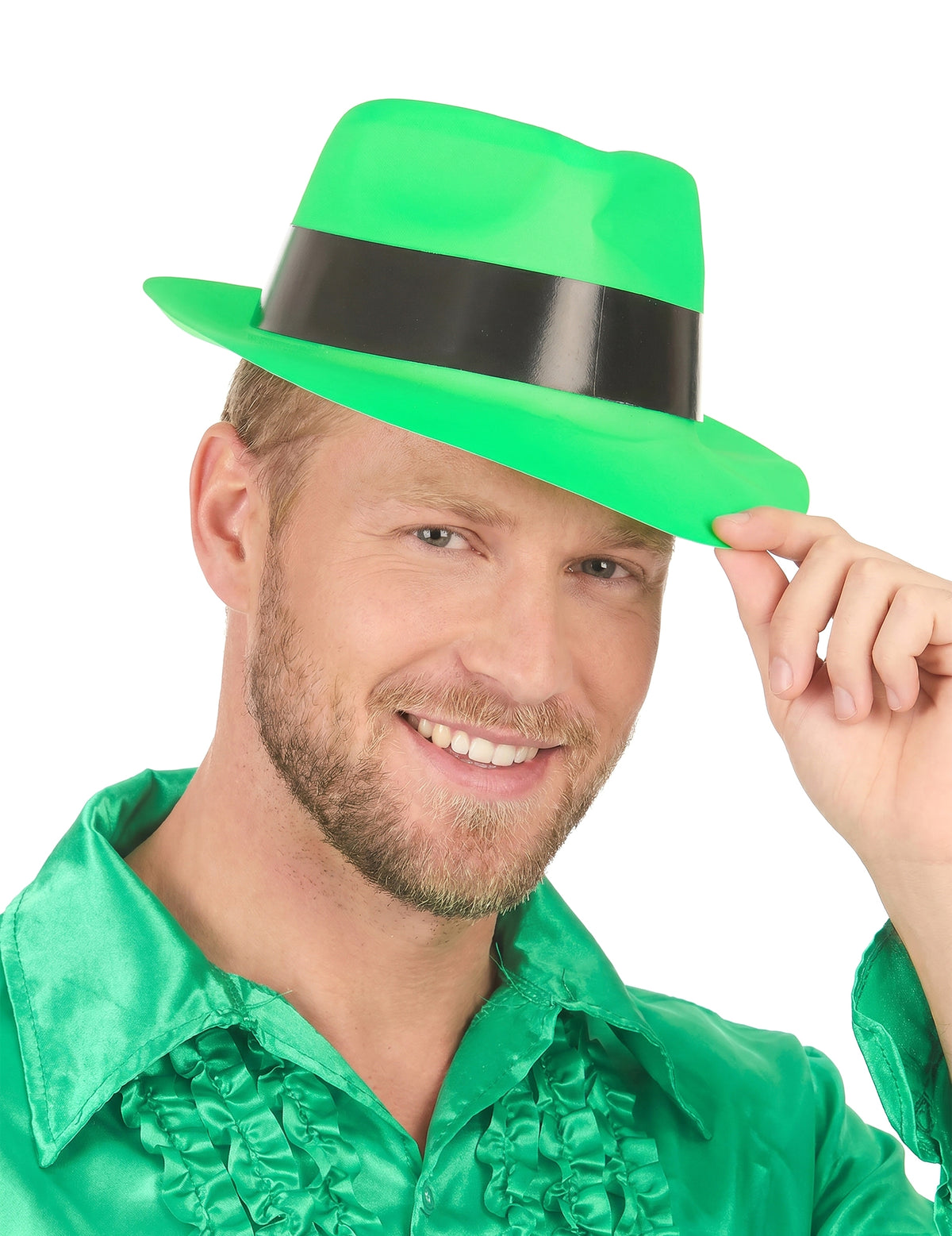Fluo felnőtt zöld gengszter kalap