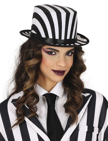 Felnőtt fekete -fehér csíkos felső kalap