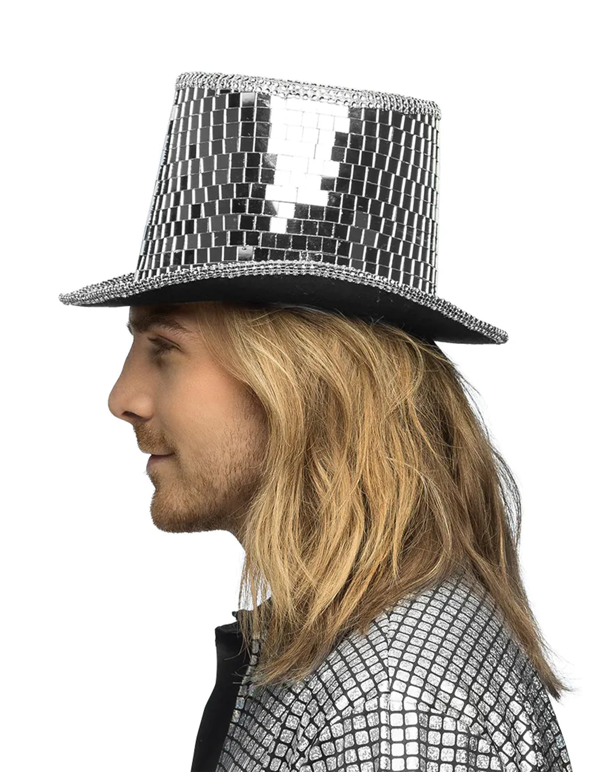 Vue de profil du chapeau haut de forme disco à facettes
