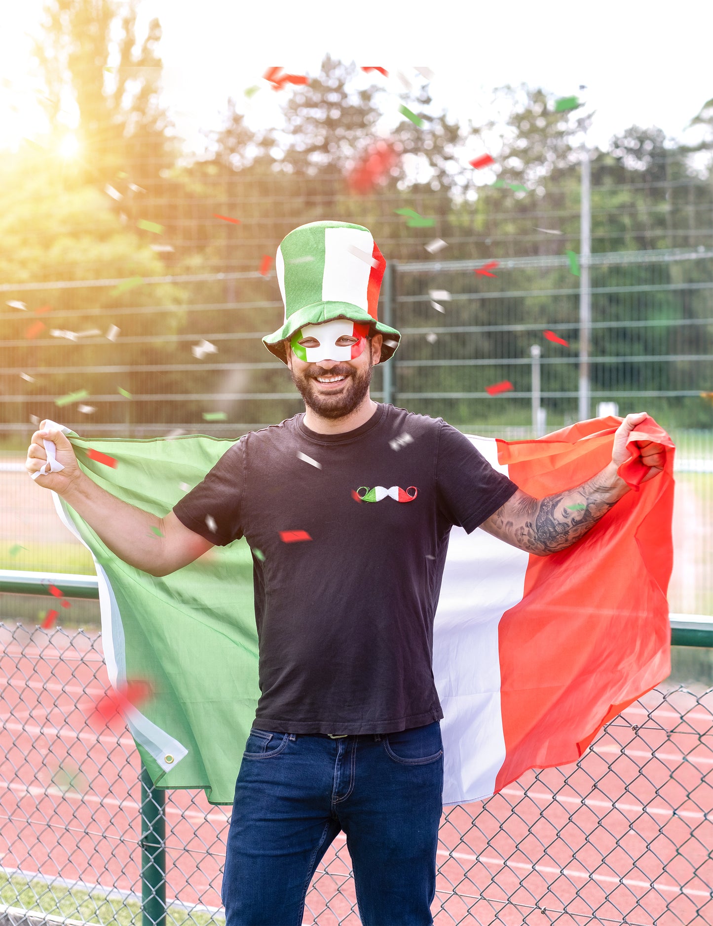 Az Olaszország cilinder használata zászlóval