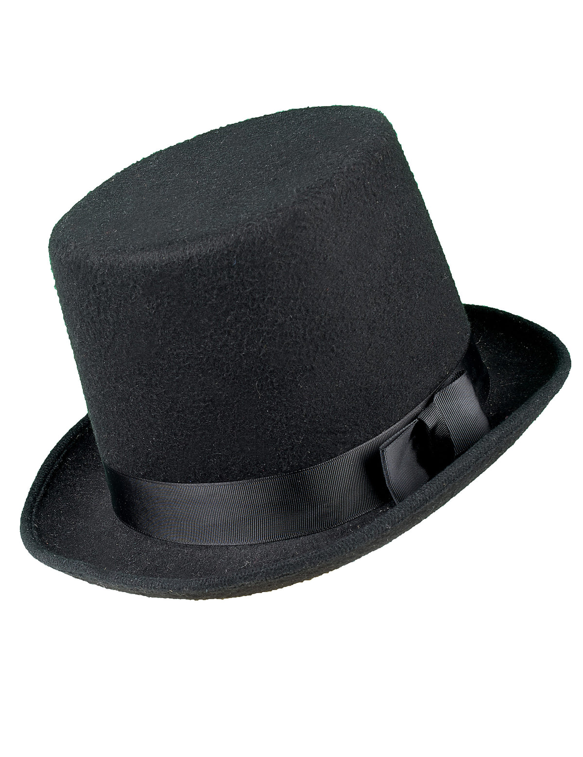 Vue de profil du chapeau haut de forme pour adulte noir avec nœud