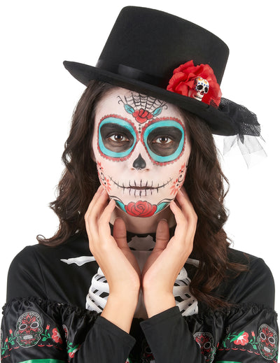 Fekete alakú kalapú koponya koponya dia de los muertos felnőtt