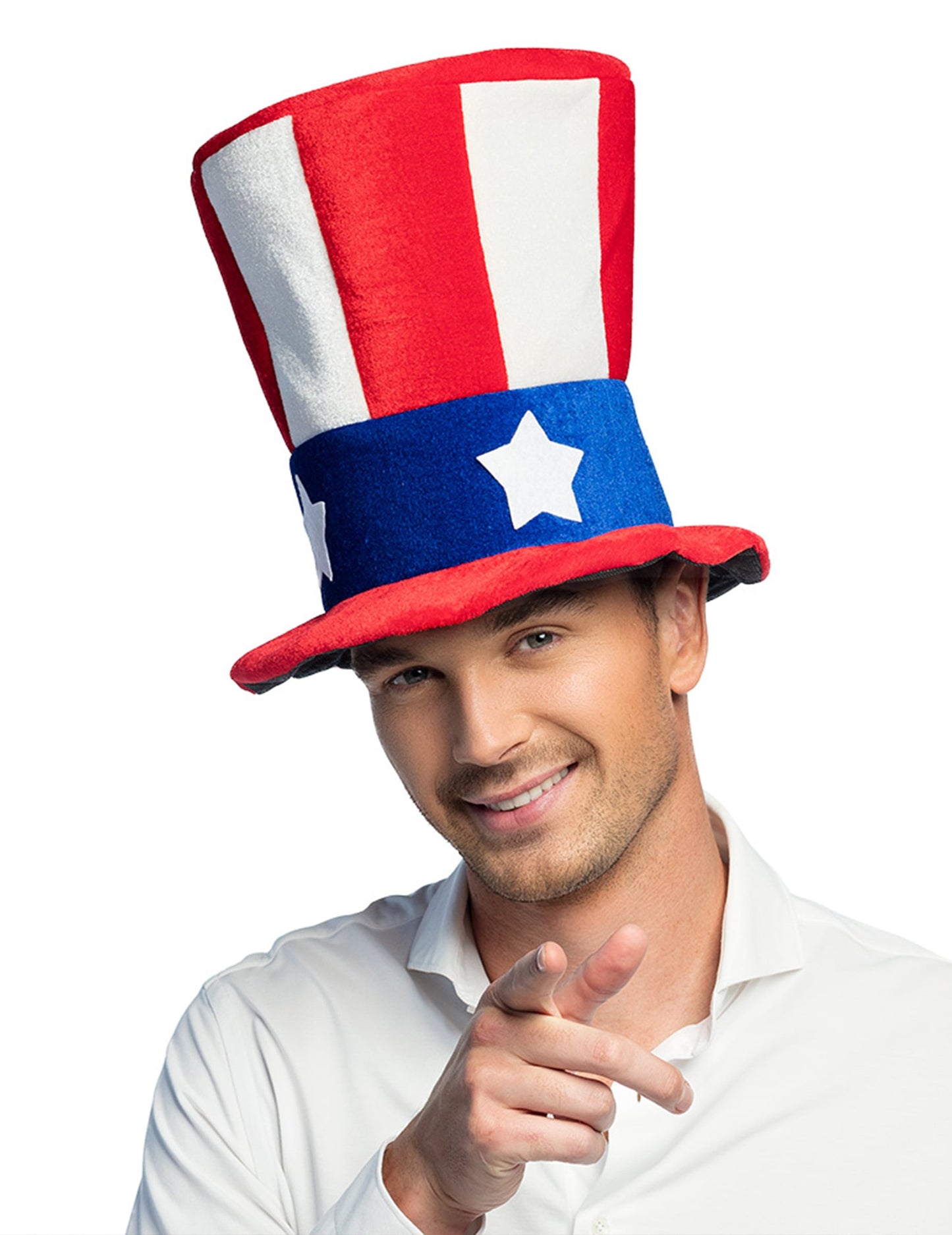Vue de face portée du chapeau haut de forme USA