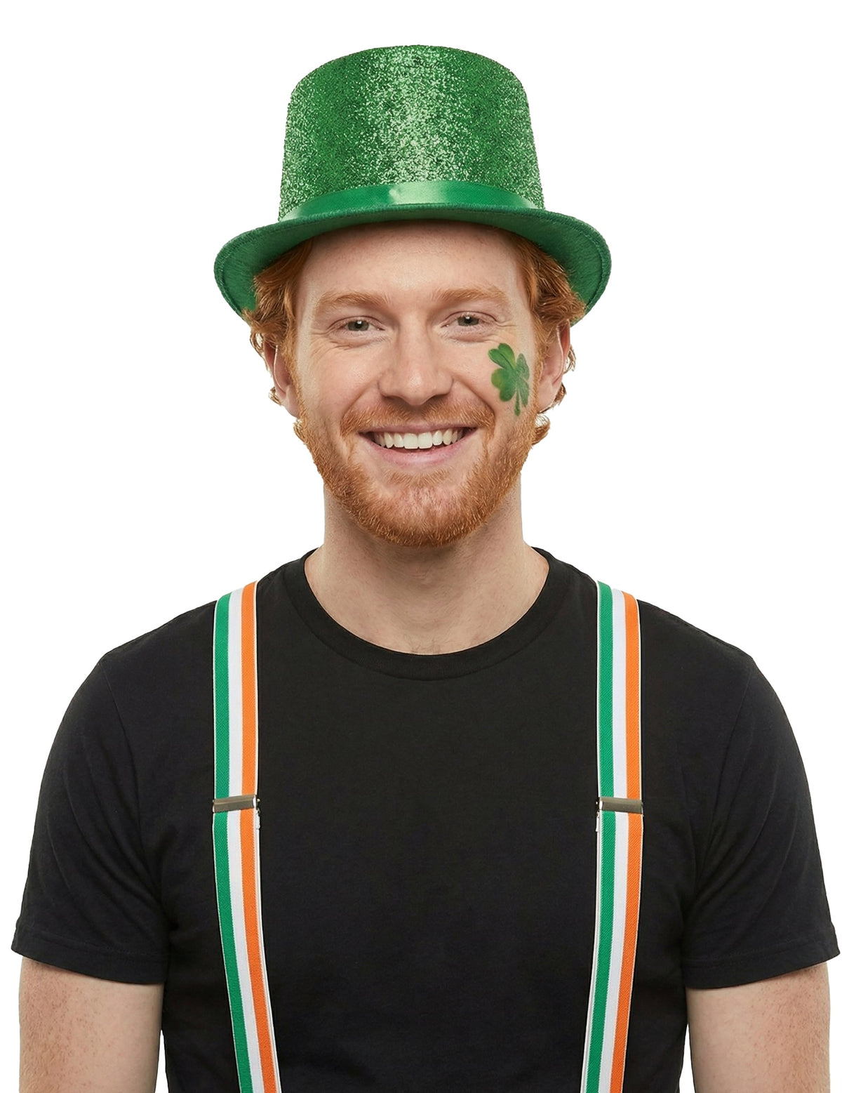 Vue portée du chapeau haut de forme vert brillant pour adulte