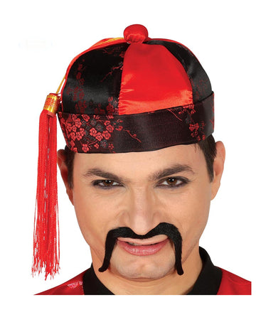 Mandarin vörös és fekete ember kalap