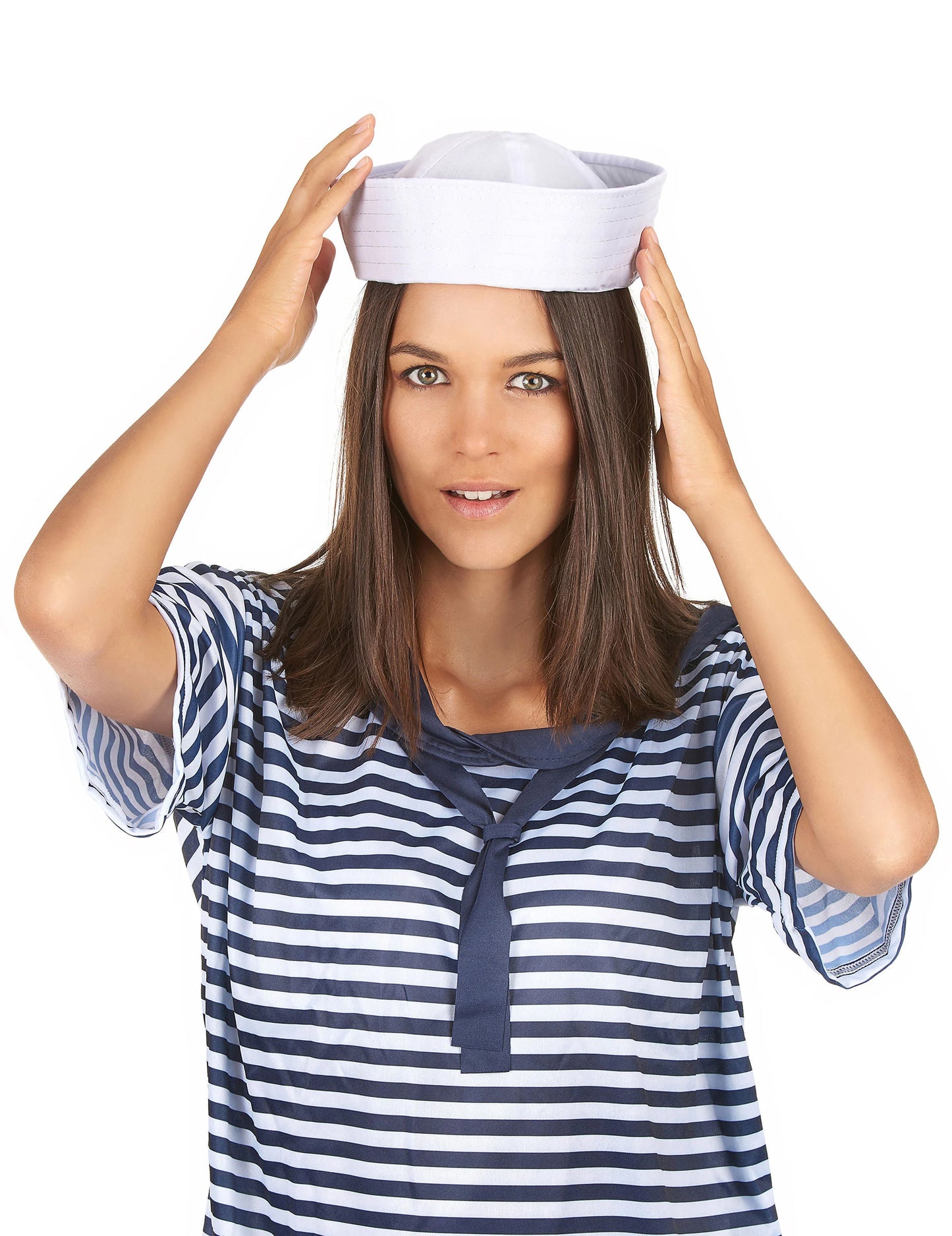 Vue de face du chapeau de marin pour adulte blanc
