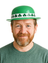 Chapeau melon Saint Patrick pour adulte vert avec bandeau de trèfles
