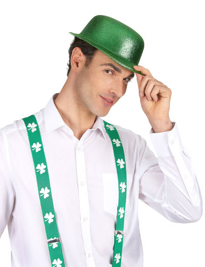Chapeau melon Saint Patrick pour adulte vert pailleté