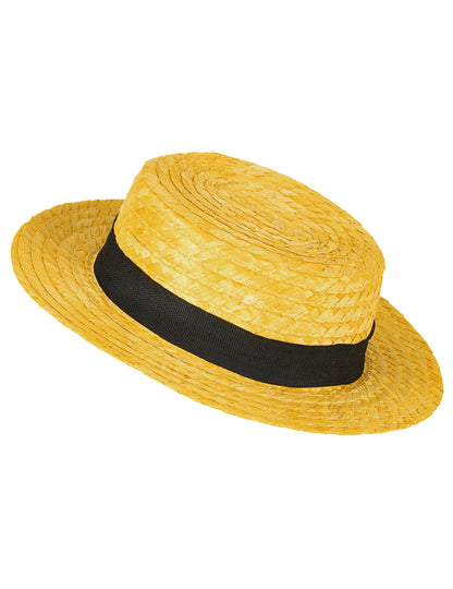 Vue de profil du chapeau paille canotier pour adulte