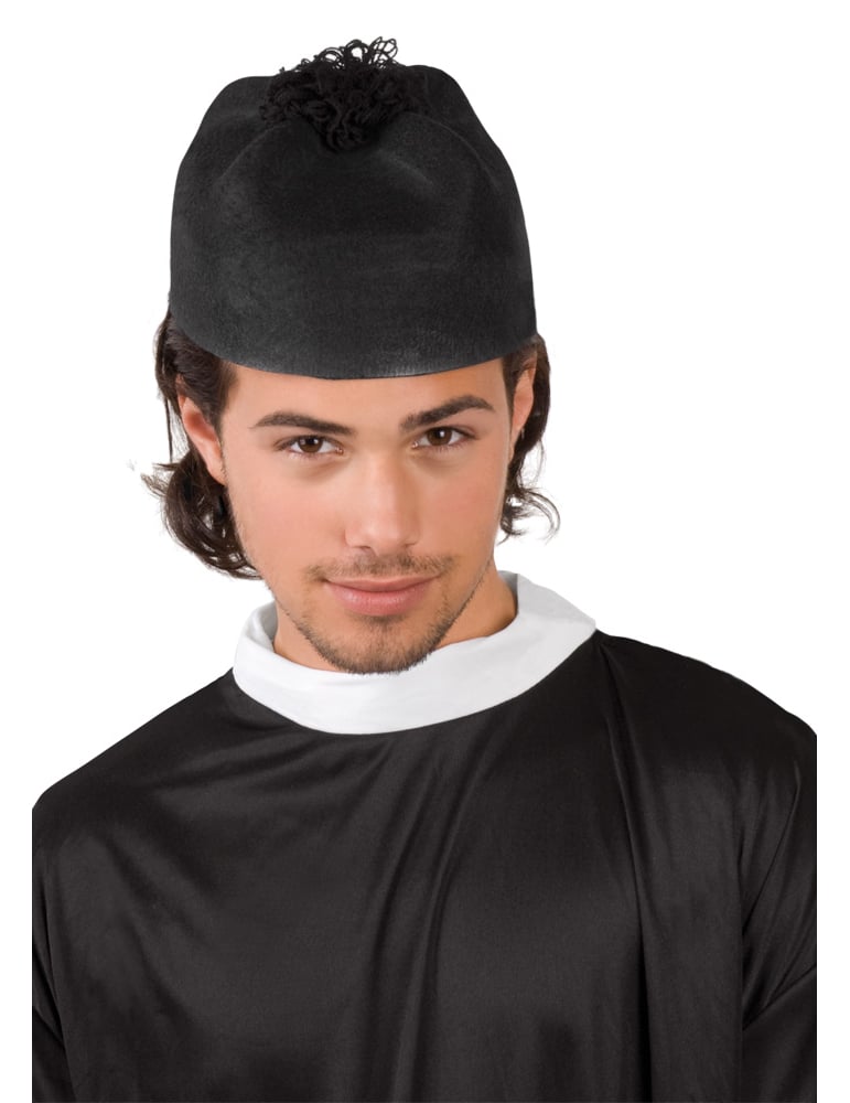 Felnőtt fekete pap kalap pom-pommal