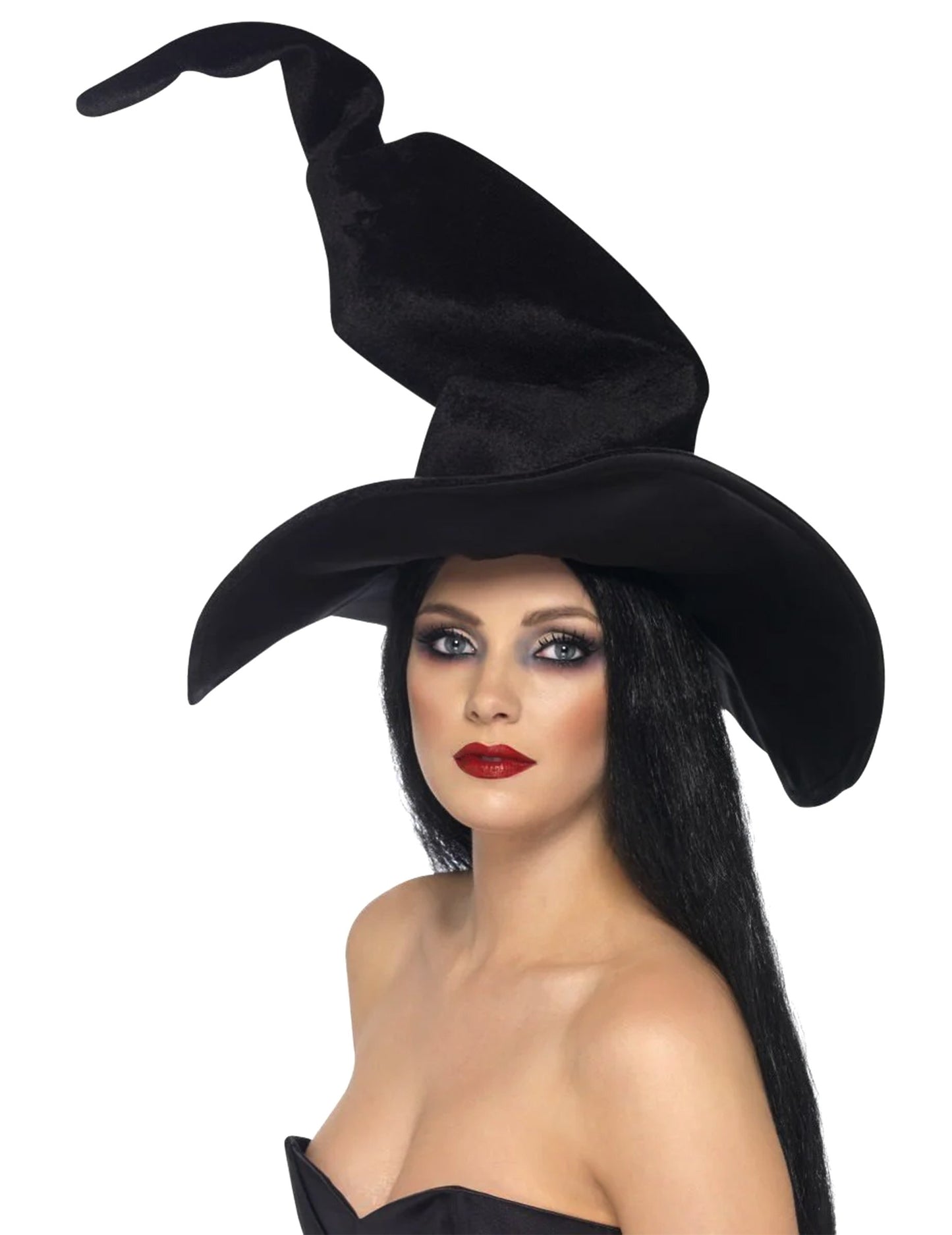 Fekete boszorkány kalap bársony nő halloween
