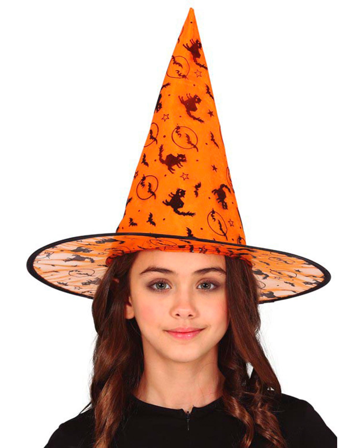 Narancssárga és fekete boszorkánykalap gyerekeknek