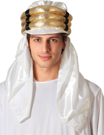 Fehér és arany felnőtt arab kalap