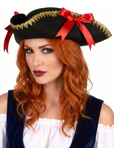 Női vörös íj tricorn kalap