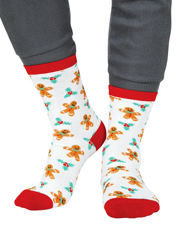 Felnőtt fehér karácsonyi harisnya mézeskalács mintával