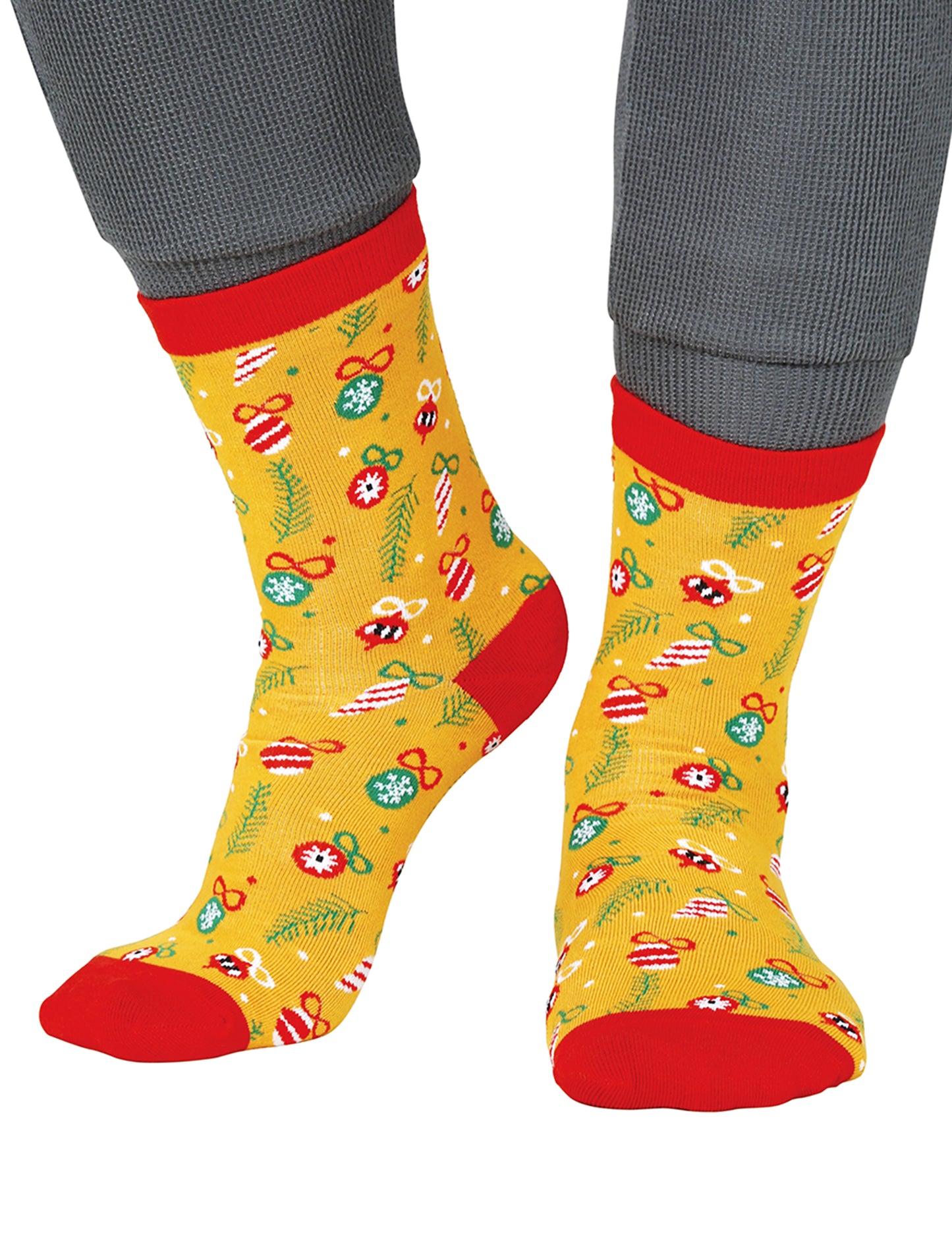 Felnőtt mintás sárga karácsonyi harisnya