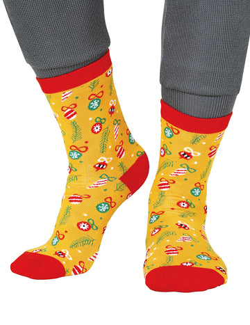 Felnőtt mintás sárga karácsonyi harisnya