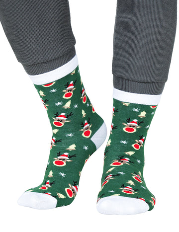 Felnőtt zöld karácsonyi harisnya rénszarvas mintával