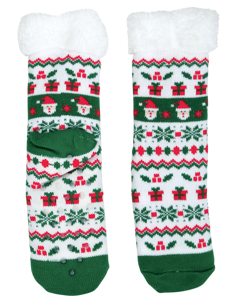 Vue des semelles antidérapantes des chaussettes thermiques de Noël pour adulte