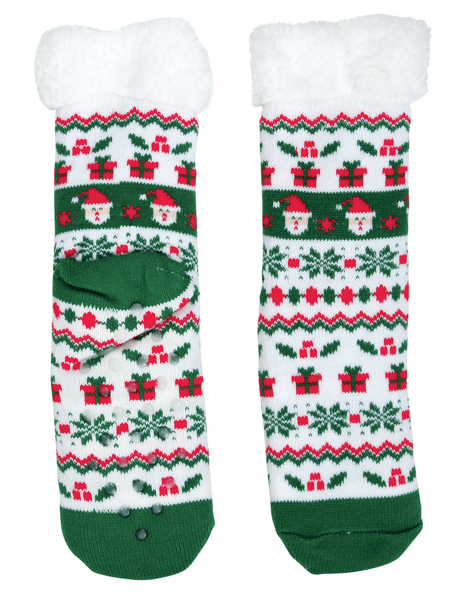 Vue des semelles antidérapantes des chaussettes thermiques de Noël pour adulte