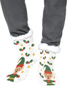Chaussettes thermiques elfes de Noël pour adulte blanches avec revers en peluche blanche