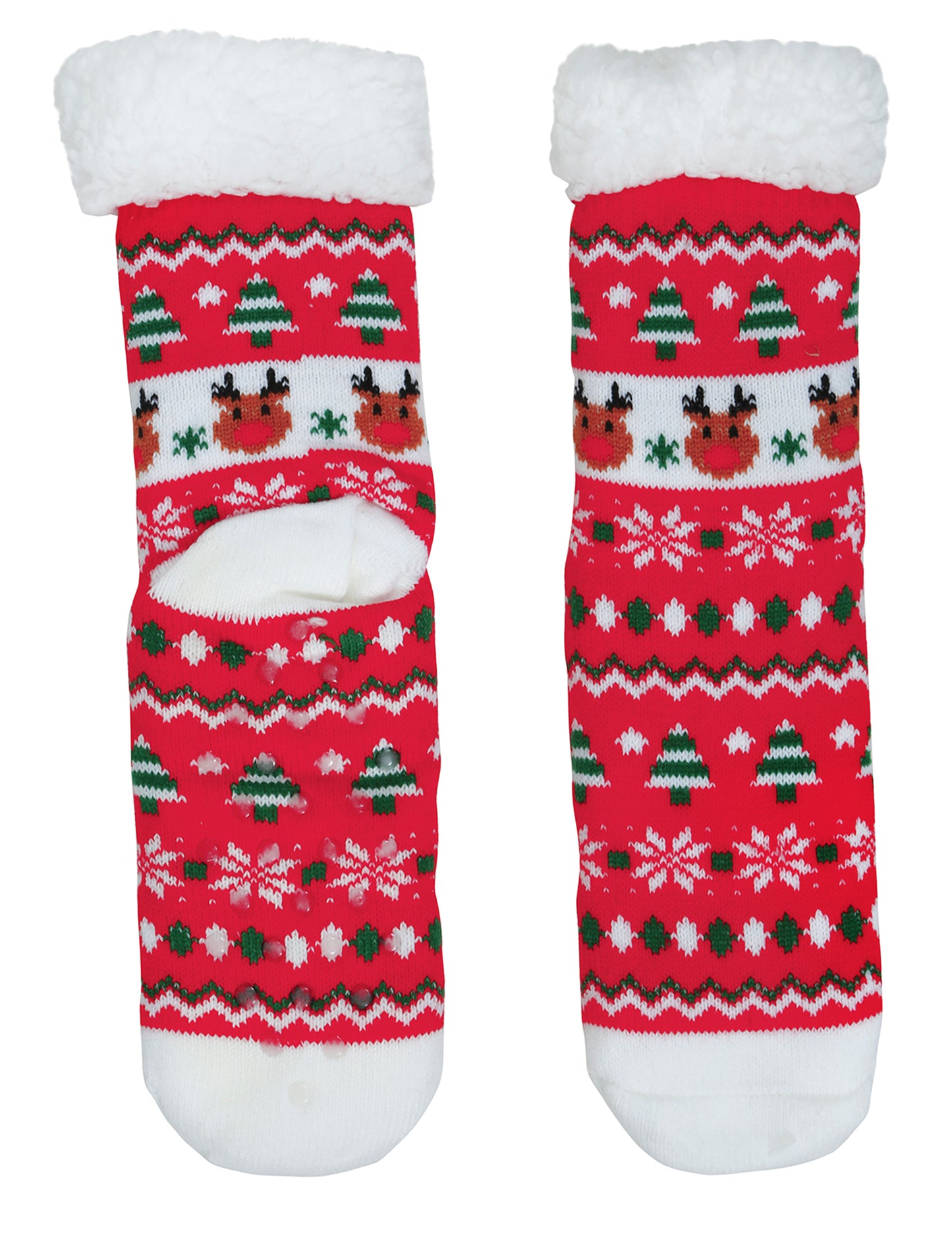 Felnőtt piros karácsonyi rénszarvas termo zokni