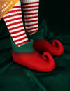 Chaussures d'elfe de luxe pour adulte rouges et vertes à bouts recourbés