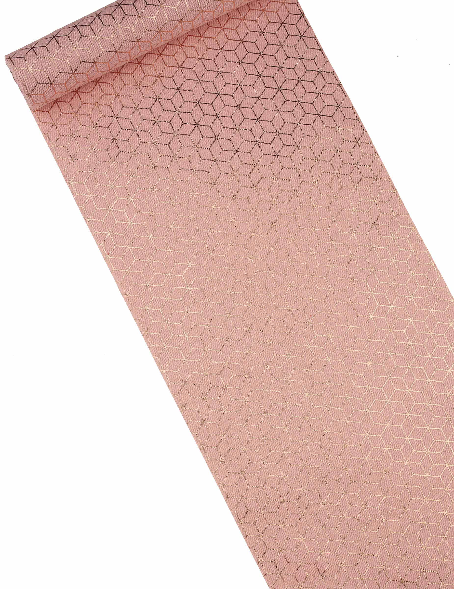 Chemin de table en coton géométrique pour décoration de table rose et cuivre
