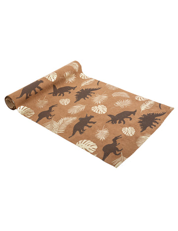 Camel mintás velúr dinoszaurusz asztali futó 28 cm x 3 m arany levelek