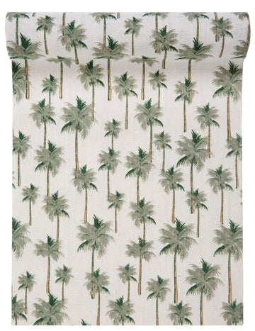 Trópusi dzsungelzöld pamut asztali futó 28 cm 3 méter