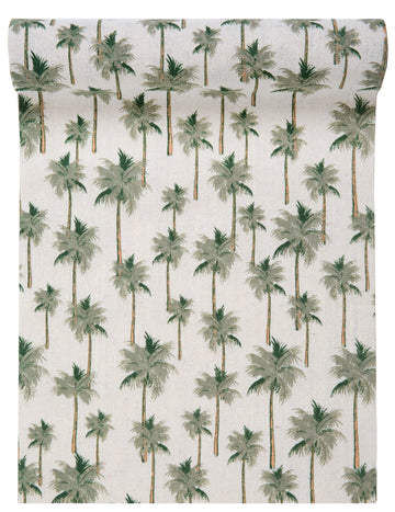 Trópusi dzsungelzöld pamut asztali futó 28 cm 3 méter