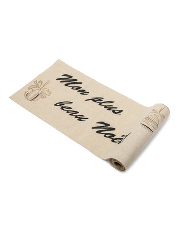 Vászon asztali futó, a legszebb karácsonyom, fekete és arany, 28 cm x 5 m natúr