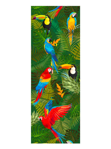 Chemin de table oiseaux tropicaux toucans et perroquets pour décoration de fête multicolore en tissu non tissé