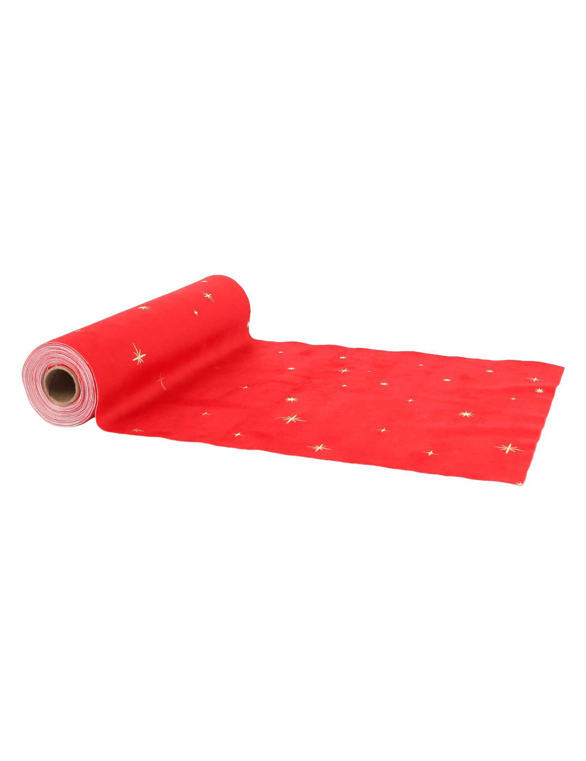 Chemin de table étoiles velours rouge et or 28 cm x 3 m