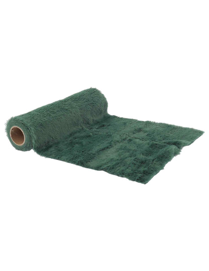 Chemin de table fausse fourrure vert anglais 28 cm x 3 m