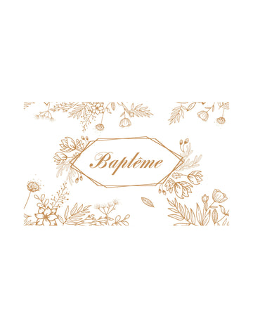 Arany virágmintás asztali futó keresztelőre 30 cm x 5 m fehér és arany