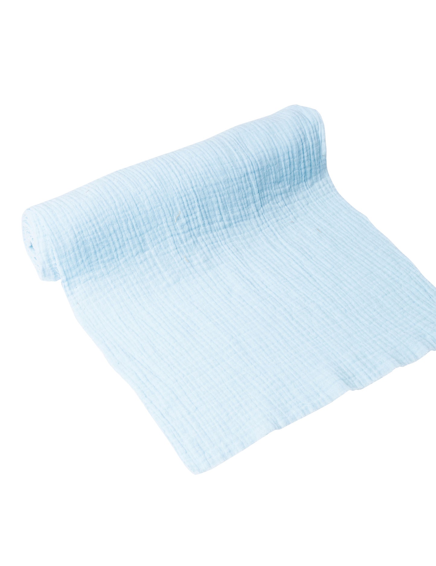Chemin de table gaze de coton bleu ciel 30 cm x 3 m décoration baptême
