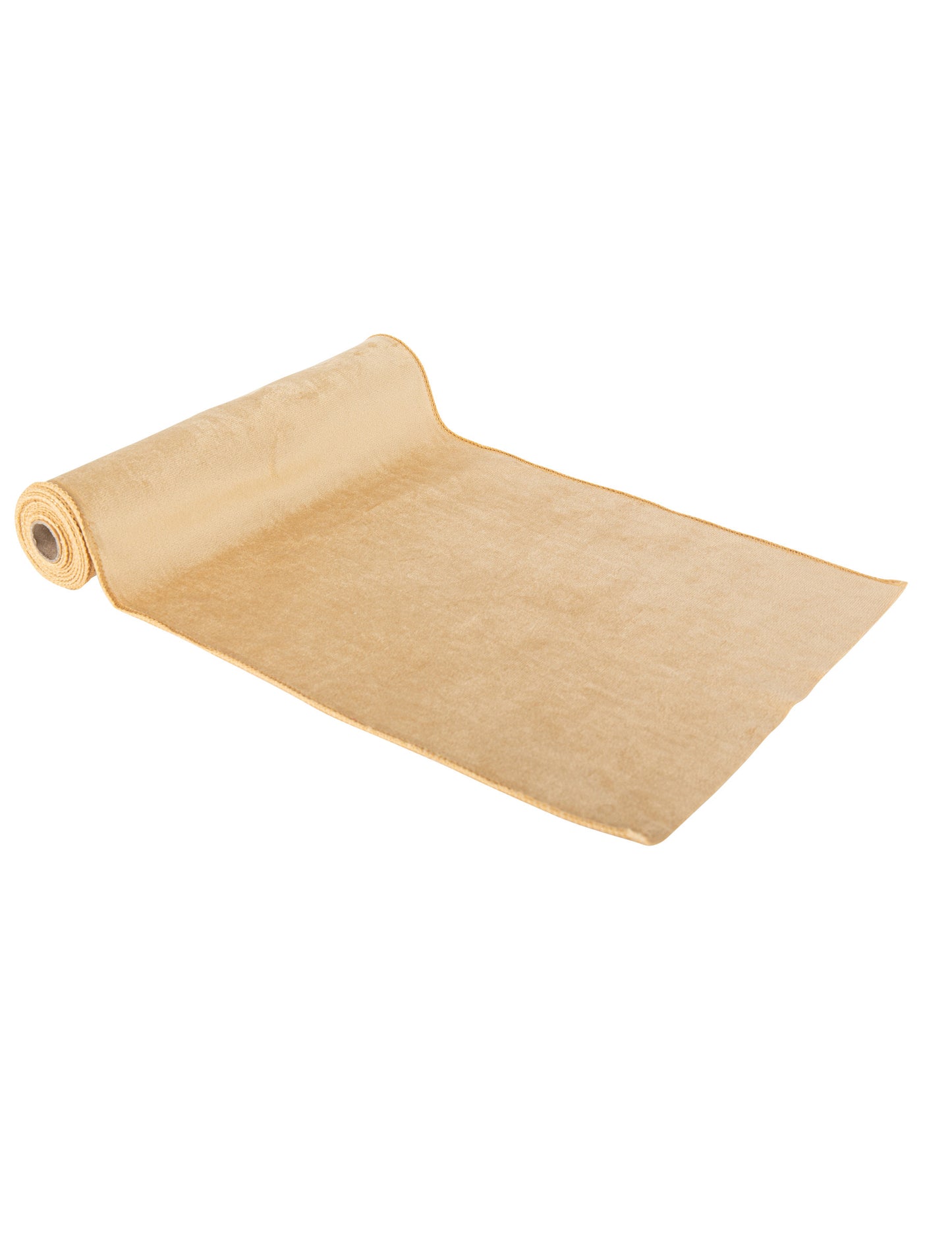 Mosható krémszínű bársony asztali futó 28 cm 3 m-es, újrafelhasználható partikra