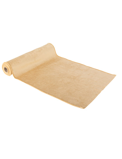 Mosható krémszínű bársony asztali futó 28 cm 3 m-es, újrafelhasználható partikra