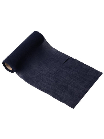 Sötétkék muszlin asztali futó 14 cm x 5 m elegáns esküvőre