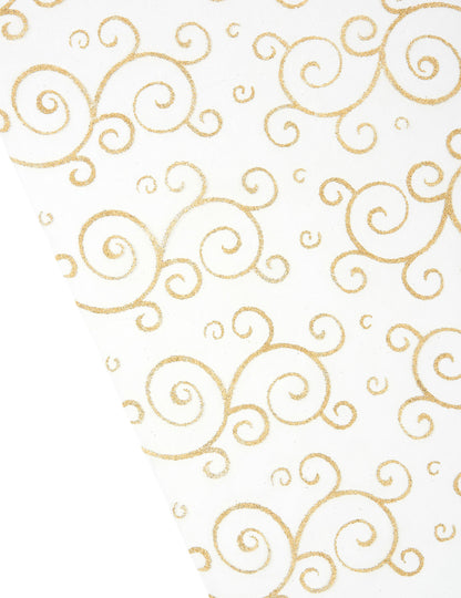 Organza arany asztal flittered arabesques 28 cm x 5 m