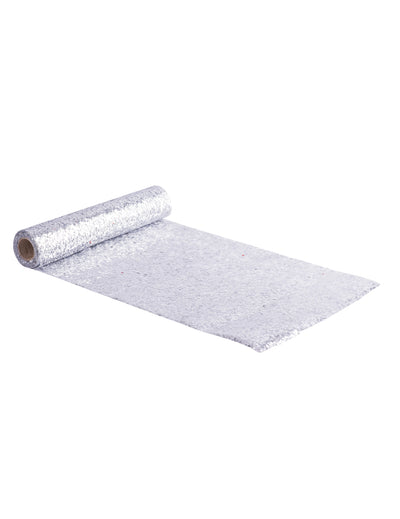 Chemin de table à sequins pailleté pour fête argenté ajustable