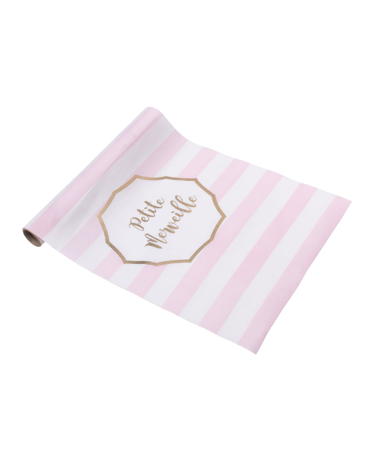 Chemin de table petite merveille rayé rose et or en tissu