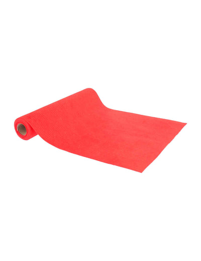 Piros bársony asztali futó arany csillogó csíkokkal 28 cm x 3 m