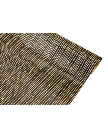 Chemin de table satin chic noir à paillettes dorées