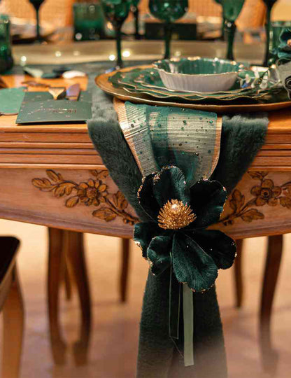 Chemin de table strass vert anglais 28 cm x 3 m